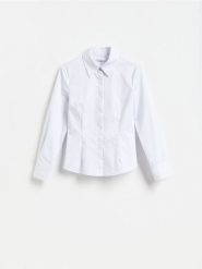 Taliowana koszula z bawełną - złamana biel. Koszule Reserved, l, bez wzorów, z bawełny, bez kołnierzyka, bez ramiączek. Za 99.99 zł.