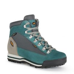 Buty sportowe trekkingowe damskie Aku Ultralight Gore-tex wysokie. Szare buty trekkingowe Aku, z gore-texu, bez zapięcia. Za 499.00 zł.
