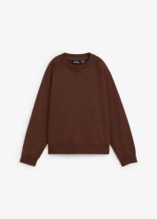Bluza oversize z grubej bawełny organicznej 100%. Brązowe bluzy bonprix, bez wzorów, z bawełny, bez ramiączek, bez kaptura. Za 129.99 zł.