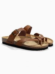 BACKSUN Klapki "Annie" w kolorze jasnobrązowym rozmiar: 41. Brązowe klapki Backsun, bez wzorów, klasyczne, z otwartym noskiem, bez obcasa, bez zapięcia. Za 130.99 zł.