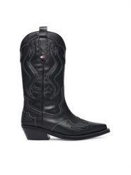 Tommy Jeans Kowbojki Archive Cowboy Boot Leather EN0EN03046 Czarny. Czarne kozaki Tommy Jeans, bez wzorów, z jeansu, bez obcasa, na płaskiej podeszwie, bez zapięcia. Za 1,099.00 zł.