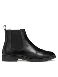 Geox Sztyblety D Jaylon 2 D56QAA 043NH C9999 Czarny. Czarne botki Geox, bez wzorów, ze skóry, bez obcasa, na płaskiej podeszwie, bez zapięcia. Za 399.99 zł.