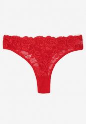 Czerwone Koronkowe Majtki Stringi z Bawełny Venalora. Czerwone stringi Born2be, bez wzorów, z bawełny. Za 9.99 zł.