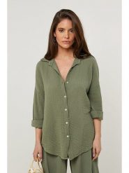 Rodier Lin Lniana koszula w kolorze khaki rozmiar: XL/XXL. Brązowe koszule Rodier Lin, xl, bez wzorów, ze lnu, bez kołnierzyka, bez ramiączek. Za 109.78 zł.