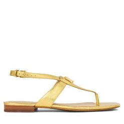 Sandały LAUREN RALPH LAUREN. Żółte sandały Lauren Ralph Lauren, bez wzorów, bez obcasa, na płaskiej podeszwie, bez zapięcia. Za 629.99 zł.