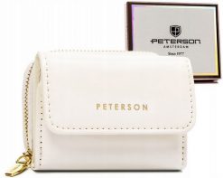 Portfel biały Peterson PTN 011-LAK. Białe portfele Peterson, bez wzorów, ze skóry ekologicznej. Za 51.30 zł.