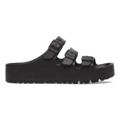 Birkenstock Florida III Flex Platform EVA Black Klapki damskie. Czarne klapki Birkenstock, bez wzorów, eleganckie, bez obcasa, na platformie, bez zapięcia. Za 229.99 zł.