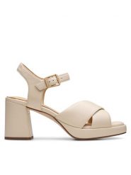 Clarks Sandały Ritzy75 Rae 26181304 Écru. Sandały Clarks, bez wzorów, ze skóry, bez obcasa, na słupku, bez zapięcia. Za 409.99 zł.