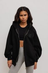 Bluza typu oversize z HAFTEM, w kolorze TOTALLY BLACK- DALLAS-UNI. Czarne bluzy Marsala, m, bez wzorów, z bawełny, sportowe, bez ramiączek, z kapturem. Za 349.90 zł.