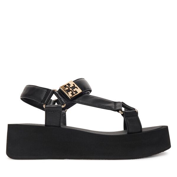 Sandały Tory Burch. Czarne sandały Tory Burch, bez wzorów, bez obcasa, na koturnie, bez zapięcia. Za 1,099.00 zł.
