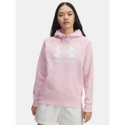 Bluza Damska UA RIVAL FLEECE BIG LOGO HD 1379501-647 różowa SM. Czerwone bluzy bez kaptura Under Armour, bez wzorów, bez kaptura. Za 130.99 zł.