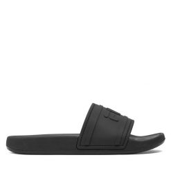 Klapki Fila. Czarne klapki Fila, bez wzorów, sportowe, bez obcasa, bez zapięcia. Za 119.99 zł.