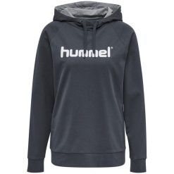 Damska bluza z kapturem Hummel Hmlgo Logo. Szare bluzy Hummel, s, bez wzorów, z bawełny, eleganckie, bez ramiączek, z kapturem. Za 182.50 zł.