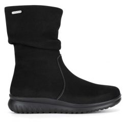 Botki Go Soft. Czarne botki GO SOFT, bez wzorów, bez obcasa, na płaskiej podeszwie, bez zapięcia. Za 183.99 zł.