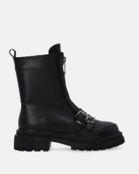 CZARNE BOTKI DAMSKIE Z DEKORACYJNYM SUWAKIEM G033LEBLOBB006. Czarne botki Venezia, bez wzorów, ze skóry, bez obcasa, bez zapięcia. Za 339.00 zł.