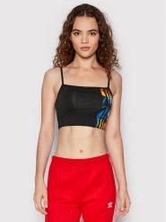 Adidas Top RICH MNISI HC4465 Czarny Slim Fit. Czarne topy adidas, bez wzorów, z bawełny, bez kołnierzyka, bez ramiączek. Za 139.99 zł.