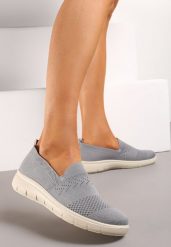 Szare Sportowe Tenisówki z Elastyczną Materiałową Cholewką Nobilara. Szare buty sportowe lifestyle Renee, bez wzorów, z jeansu, sportowe, bez zapięcia. W wyprzedaży za 32.99 zł.