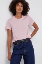 Sisley t-shirt bawełniany kolor różowy. Czerwone t-shirty Sisley, l, bez wzorów, z bawełny, bez kołnierzyka, bez ramiączek. Za 99.99 zł.