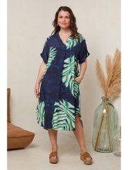 Curvy Lady Sukienka w kolorze granatowo-turkusowym rozmiar: 40/42. Niebieskie sukienki Curvy Lady, bez wzorów, z wiskozy, klasyczne, bez kołnierzyka, bez ramiączek, midi. Za 83.62 zł.