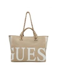 Guess Torebka E6GZ03 WP750 Beżowy jasny. Brązowe shopper bag Guess, z aplikacjami, z bawełny, bez dodatków. Za 399.99 zł.