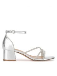 JENNY Sandały LS5664-13 Srebrny. Szare sandały Jenny, bez wzorów, z materiału, bez obcasa, na słupku, bez zapięcia. Za 129.99 zł.