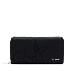 Duży Portfel Damski Desigual. Czarne portfele Desigual, bez wzorów. Za 129.99 zł.