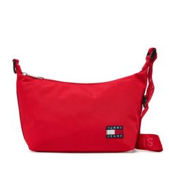 Torebka Tommy Jeans. Czerwone torebki klasyczne Tommy Jeans, bez wzorów, z jeansu, klasyczne, bez dodatków. Za 189.99 zł.