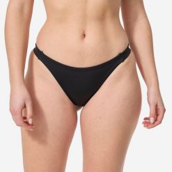 Dół kostiumu kąpielowego surfingowego damski Olaian Aly. Czarne bikini OLAIAN, bez wzorów, z elastanu, klasyczne. Za 49.99 zł.