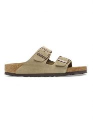 Birkenstock Skórzane klapki "Arizona" w kolorze szarobrązowym rozmiar: 40. Brązowe klapki Birkenstock, bez wzorów, ze skóry, klasyczne, z otwartym noskiem, bez obcasa, bez zapięcia. Za 379.95 zł.