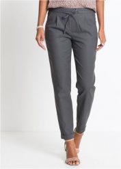 Spodnie lniane z mieszanki lnu. Szare bluzy bez kaptura bonprix, na lato, bez wzorów, bez kaptura. Za 122.99 zł.