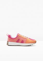 Sneakersy z siateczkową wstawką. Czerwone buty sportowe lifestyle bonprix, bez wzorów, sportowe, bez zapięcia. Za 129.99 zł.