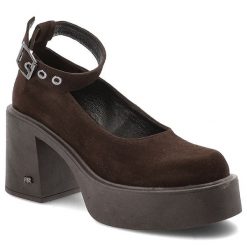 Brązowe Półbuty Karino Welurowe Obuwie Damskie. Brązowe półbuty wsuwane Karino, bez wzorów, z weluru, eleganckie, bez obcasa, na obcasie. Za 433.99 zł.