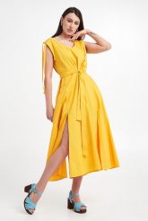 Sukienka popelinowa TWINSET ACTITUDE. Sukienki Twinset Milano, m, bez wzorów, bez kołnierzyka, bez ramiączek. W wyprzedaży za 566.57 zł.