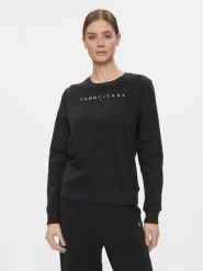 Tommy Jeans Bluza Linear DW0DW17323 Czarny Regular Fit. Czarne bluzy Tommy Jeans, s, bez wzorów, z bawełny, bez kaptura. Za 219.99 zł.