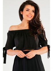 Awama Bluzka w kolorze czarnym rozmiar: S/M. Czarne bluzki Awama, m, bez wzorów, bez kołnierzyka, bez ramiączek. Za 119.99 zł.