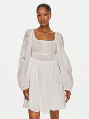 Pinko Sukienka letnia Fandango 103731 A1XP Biały Regular Fit. Białe sukienki Pinko, bez wzorów, z bawełny, bez kołnierzyka, bez ramiączek. Za 949.99 zł.