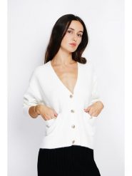 ASSUILI Kaszmirowy kardigan w kolorze białym rozmiar: 42. Białe swetry Assuili, bez wzorów, z kaszmiru, klasyczne, bez ramiączek. Za 174.95 zł.