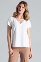 Ecru Bluzka z Trójkątnym Dekoltem. Czarne bluzki Figl, xl, bez wzorów, z elastanu, bez kołnierzyka, bez ramiączek. Za 179.00 zł.