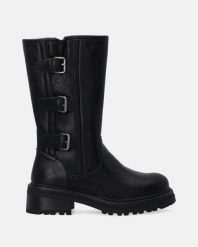 SKÓRZANE BOTKI Z KLAMRAMI W032LEBLOBB008. Botki Venezia, bez wzorów, ze skóry, bez obcasa, bez zapięcia. Za 379.00 zł.
