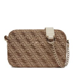 Torebka Guess. Brązowe listonoszki Guess, z aplikacjami, bez dodatków. Za 229.99 zł.