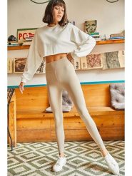 Olalook Legginsy w kolorze beżowym rozmiar: M. Brązowe legginsy Olalook, bez wzorów. Za 46.45 zł.