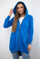 Bluza ocieplana z suwakiem z tyłu chabrowa. Niebieskie bluzy KESI, l, bez wzorów, z bawełny, bez ramiączek, bez kaptura. Za 258.24 zł.