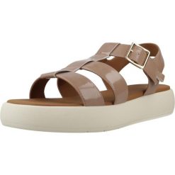 Sandały GEOX D CAMALEI Rose. Czerwone sandały Geox, bez wzorów, z materiału, klasyczne, bez obcasa, bez zapięcia. Za 332.99 zł.