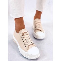 BM Trampki sznurowane damskie Raffey Beige beżowy. Brązowe trampki BM, bez wzorów, z materiału, bez zapięcia. Za 86.72 zł.