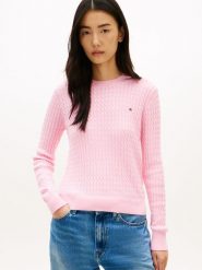 Tommy Hilfiger Sweter z dzianiny Kobiety Bawełna różowy, XL. Czerwone swetry Tommy Hilfiger, xl, z aplikacjami, z bawełny, bez ramiączek. Za 329.95 zł.