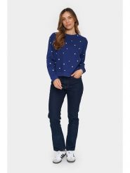 SAINT TROPEZ Sweter "Zagna" w kolorze granatowo-białym rozmiar: L. Białe swetry Saint Tropez, l, bez wzorów, bez ramiączek. Za 104.14 zł.