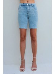 Bleu d'Azur Szorty dżinsowe "Stephanie" w kolorze błękitnym rozmiar: 38. Niebieskie szorty Bleu d'Azur, z aplikacjami, z bawełny, klasyczne. Za 101.23 zł.