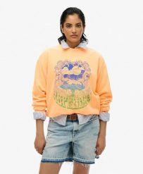 Superdry Psych Surf Loose Crew bluza z organicznej bawełny. Brązowe bluzy bez kaptura Superdry, bez wzorów, z bawełny, bez kaptura. Za 279.65 zł.