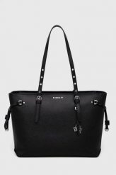 BOSS torebka skórzana kolor czarny. Czarne shopper bag Boss, bez wzorów, ze skóry, bez dodatków. W wyprzedaży za 1,039.90 zł.
