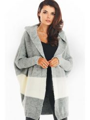 Awama Kardigan w kolorze szaro-białym rozmiar: onesize. Białe swetry Awama, bez wzorów, bez ramiączek. Za 224.95 zł.